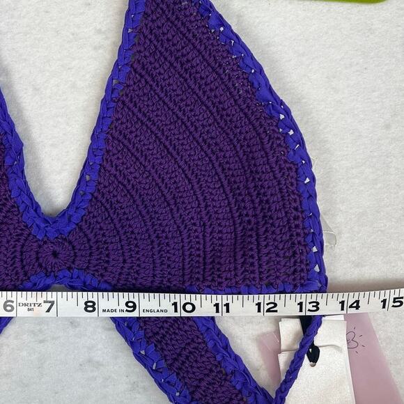 Forte Forte Women's Purple Crochet Knit Self Tie Top (US 6-M) NWT Boho Festival - Picture 5 of 9